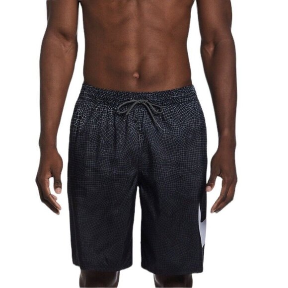 NIKE Swim Shorts Trunks Men Size Small Swoosh Breaker NESSD541-001 9” Black - Picture 1 of 6